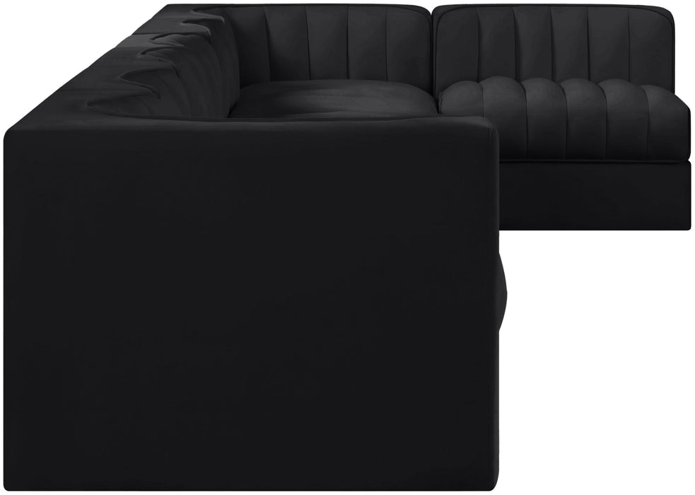 Rummi - Velvet Performance Fabric Upholstered 7 Piece Modular Sectional, L-Shaped (Right) - Stylish Home Furniture