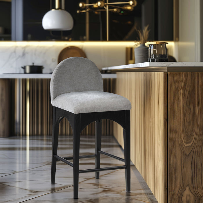 Waldorf - Chenille Stool With Black Legs