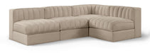 Rummi - Armless Velvet Performance Fabric Upholstered 4 Piece Modular Sectional - Stylish Home Furniture