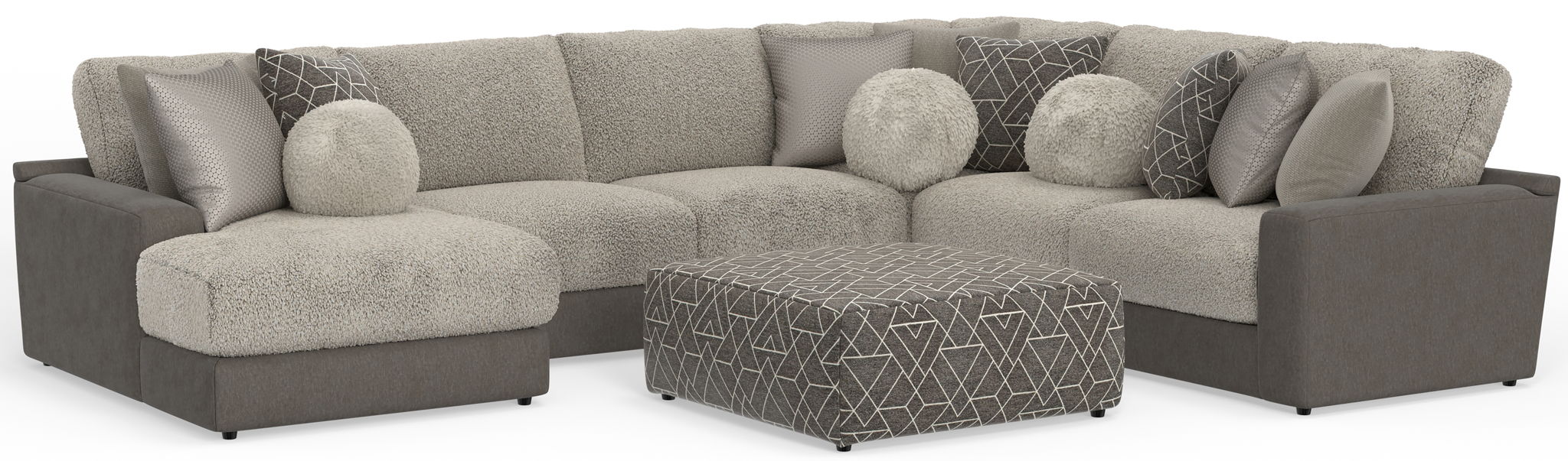 Canyon - 4 Piece Sectional With Cuddler Seat Cushions, Included Accent Pillows And Cocktail Ottoman (Left Side Facing Chaise) - Umber - Stylish Home Furniture