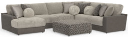 Canyon - 4 Piece Sectional With Cuddler Seat Cushions, Included Accent Pillows And Cocktail Ottoman (Left Side Facing Chaise) - Umber - Stylish Home Furniture
