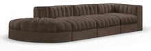 Rummi - Velvet Performance Fabric Upholstered 4 Piece Modular Sectional With Reverse Corner Chair - Stylish Home Furniture