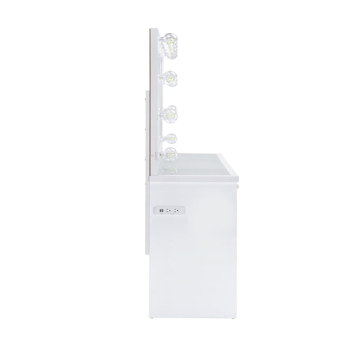 Ariana - Complete Vanity With Lightbulbs - Glossy White - Stylish Home Furniture