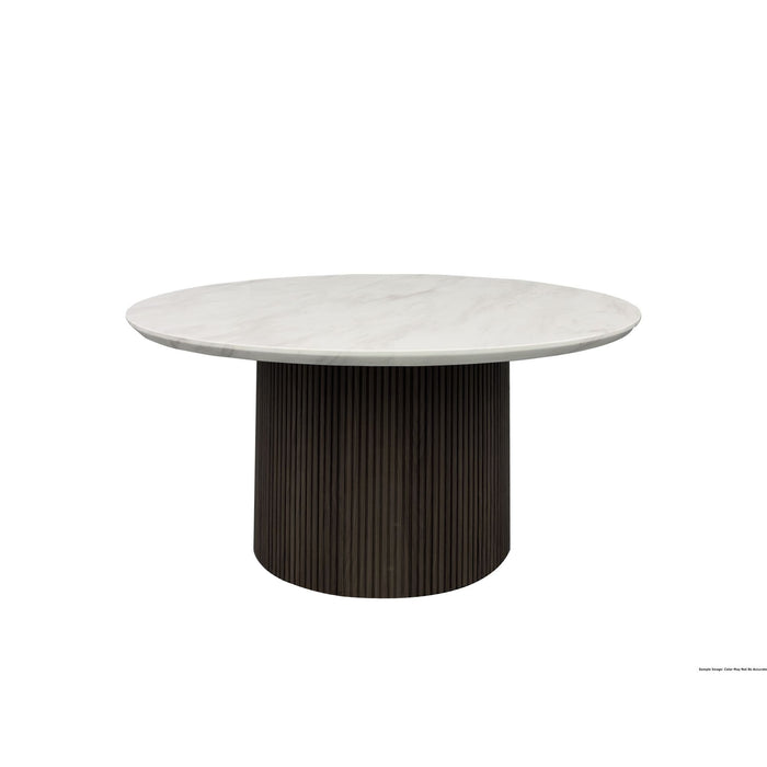 Sylvie - Round Table With White Faux Marble Top And Base
