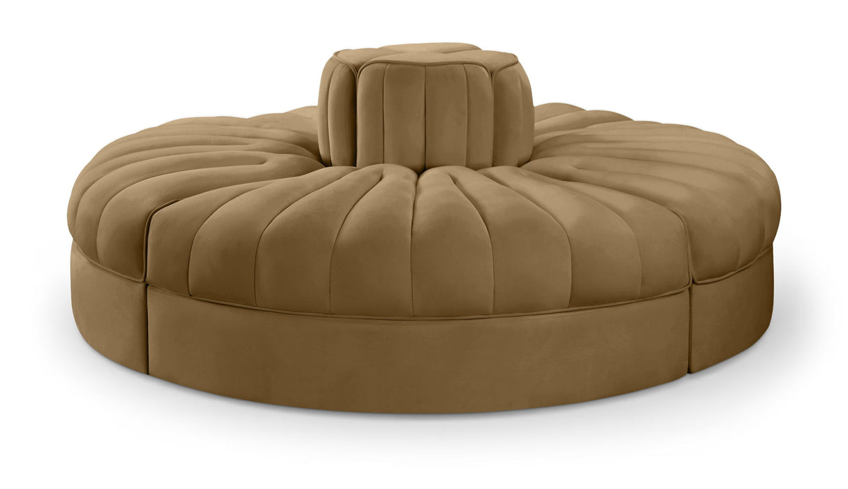Rummi - Round Velvet Performance Fabric Upholstered 4 Piece Modular Sofa - Stylish Home Furniture