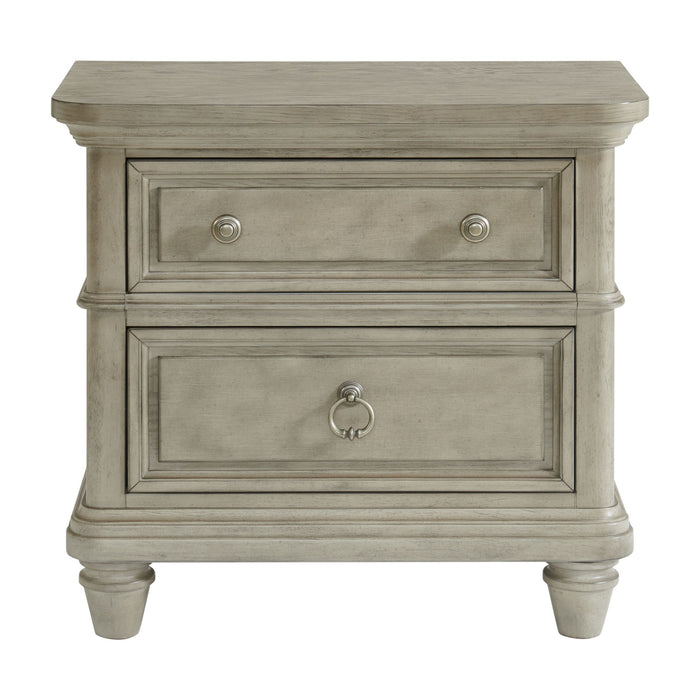 Whit-Ash - 2-Drawer Nightstand With USB - Light Gray - Stylish Home Furniture