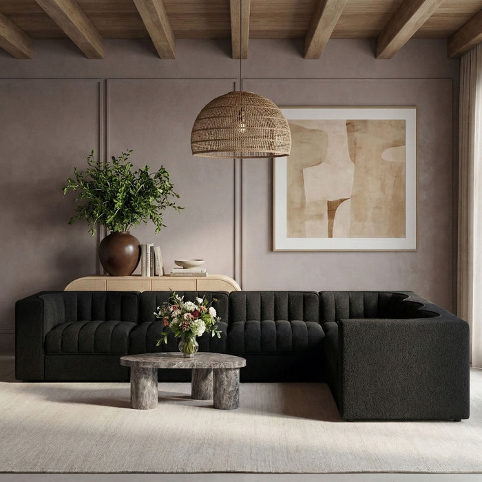 Rummi - Velvet Performance Fabric Upholstered 6 Piece Modular Sectional (With 3 Corner Chairs) - Stylish Home Furniture