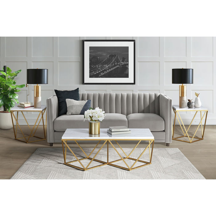 Riko - Rectangular Coffee Table With Metal Leg - Gold - Stylish Home Furniture