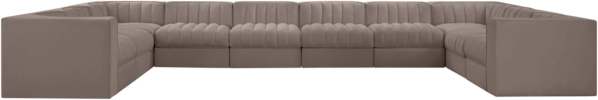 Rummi - Velvet Performance Fabric Upholstered 10 Piece Modular Sectional - Stylish Home Furniture