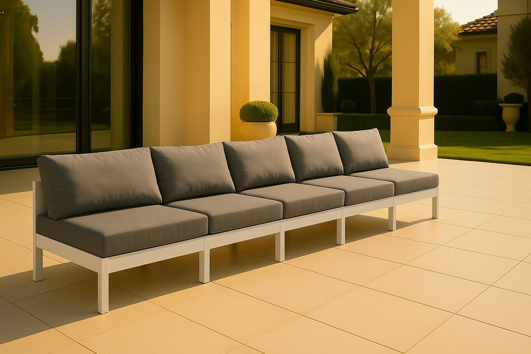 Nizuc - Outdoor Patio 5 Seat Modular Armless Sofa With White Frame