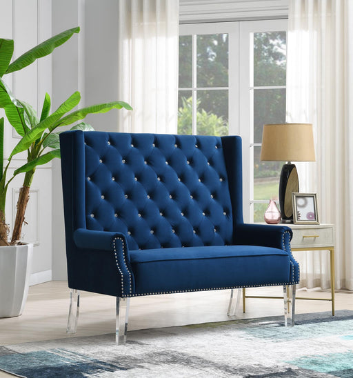 D2095 - High Back Velvet Wing Bench With Acrylic Legs