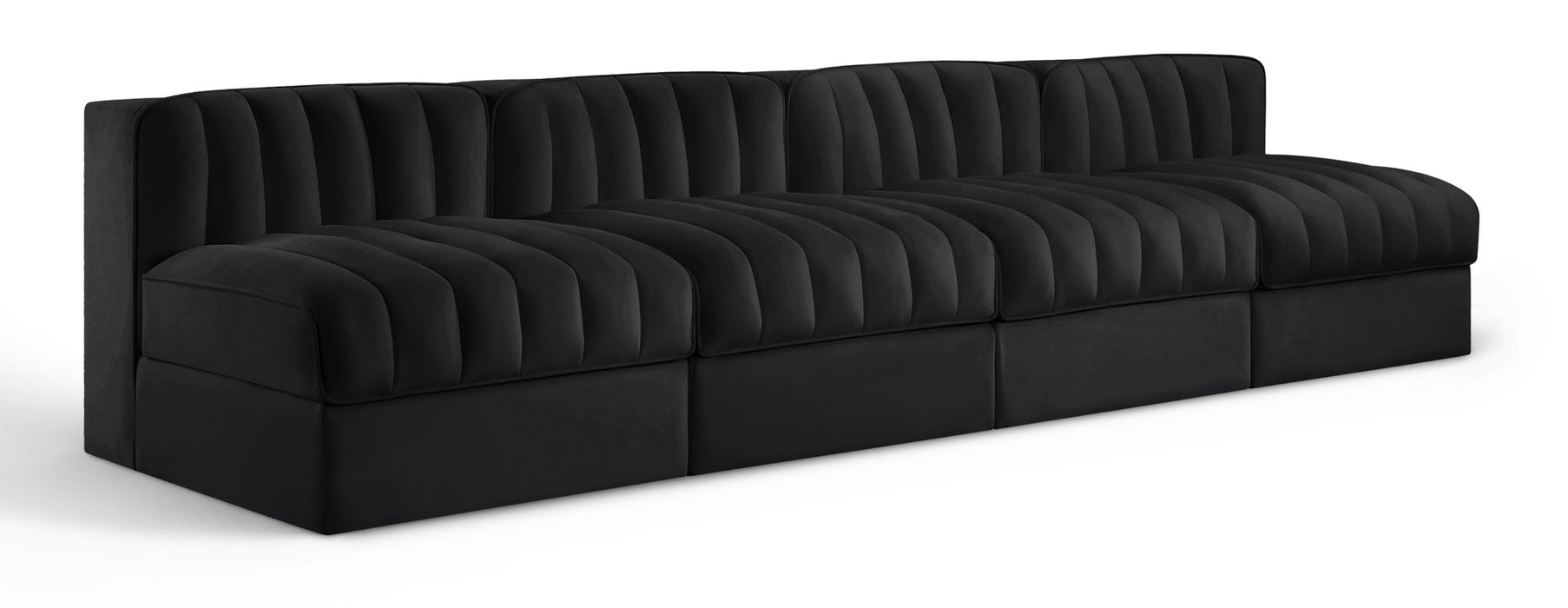 Rummi - Armless Velvet Performance Fabric Upholstered 4 Piece Modular Sofa - Stylish Home Furniture