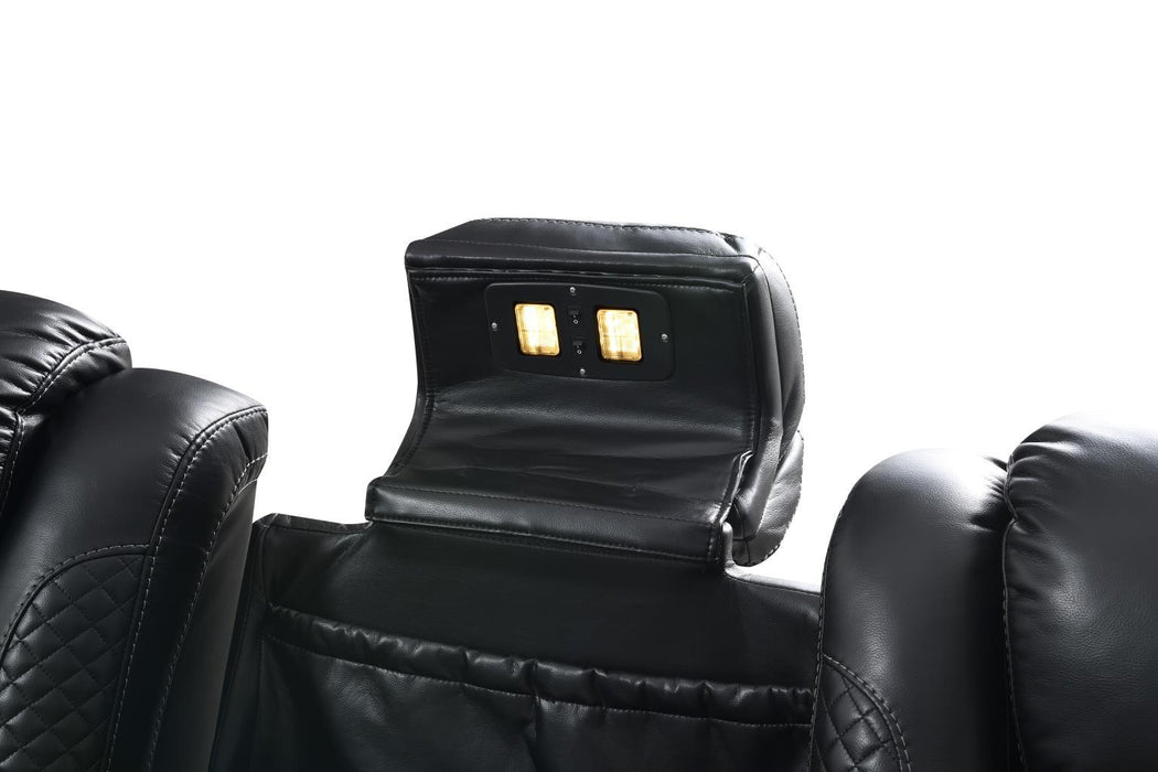 U92 - LED Power Reclining With Power Headrest, And Drop Down Table Sofa - Black