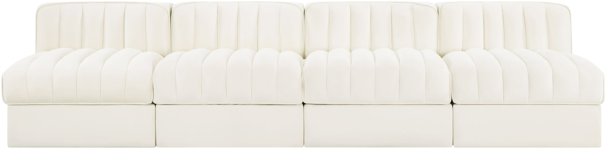 Rummi - Armless Velvet Performance Fabric Upholstered 4 Piece Modular Sofa - Stylish Home Furniture