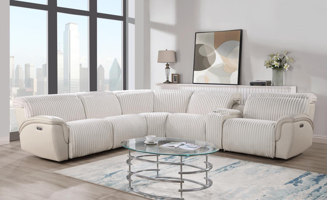 U14 - 6 Piece Power Reclining Sectional With Power Headrest - White