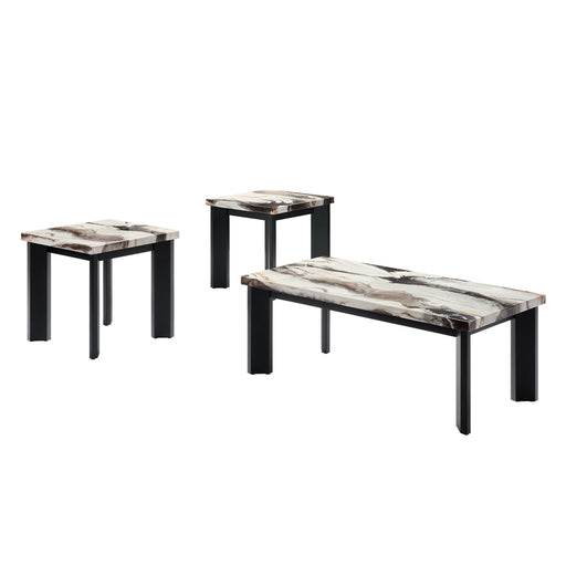 Strata - Faux Marble 3 Piece Occasional Set (1 Coffee & 2 End Tables) - Black / White - Stylish Home Furniture