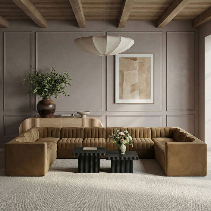 Rummi - Velvet Performance Fabric Upholstered 10 Piece Modular Sectional - Stylish Home Furniture