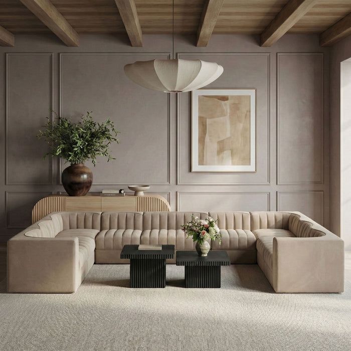 Rummi - Velvet Performance Fabric Upholstered 10 Piece Modular Sectional - Stylish Home Furniture