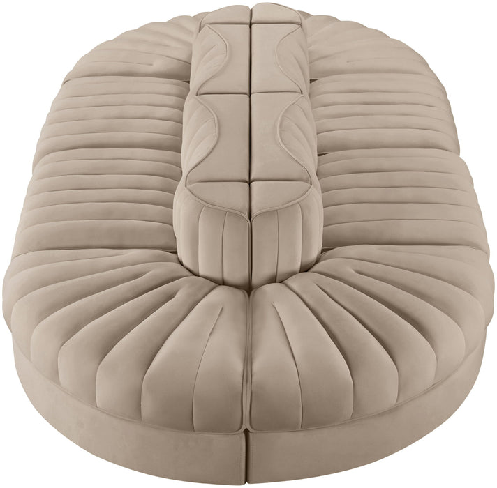 Rummi - Oval Velvet Performance Fabric Upholstered 8 Piece Modular Sectional - Stylish Home Furniture