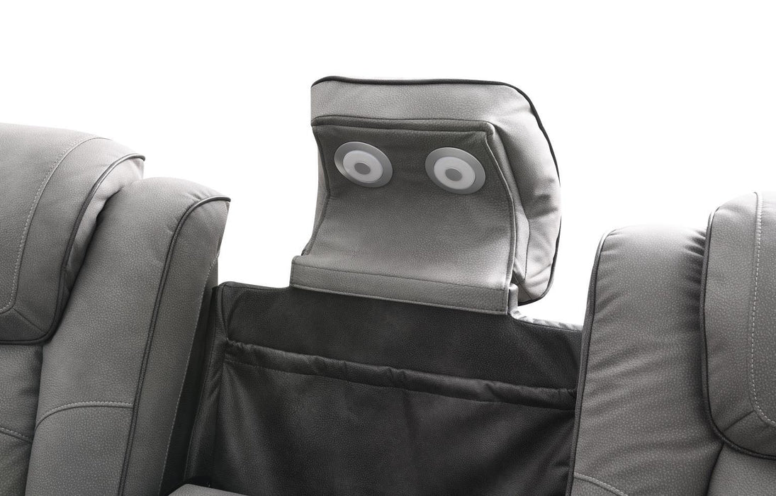 U77 - Power Reclining Sofa With Power Headrest, Reading Light, Magzine Pocket, Storage Arms / USB And Wireless Charger - Slate