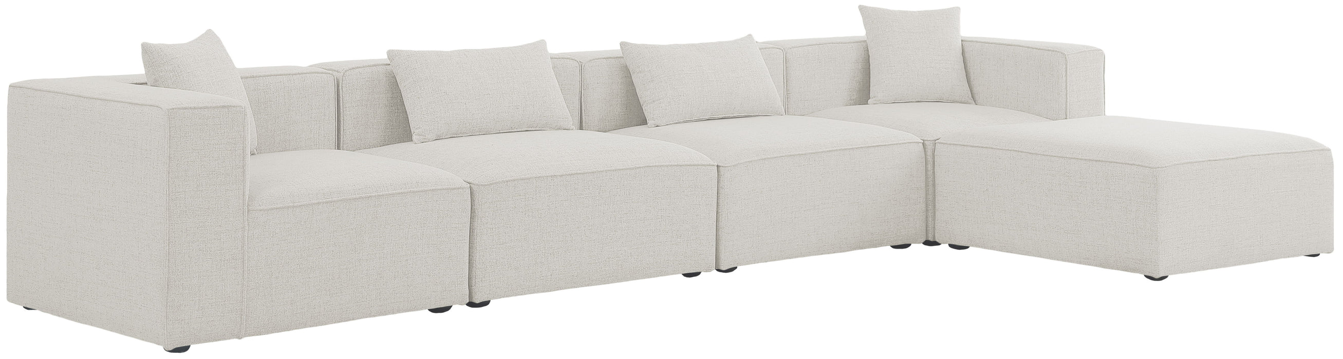 Cube - Linen 5 Piece Modular Sectional With Chaise