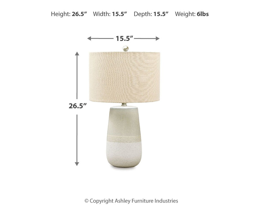 Shavon - Ceramic Table Lamp  - Beige / White - Stylish Home Furniture