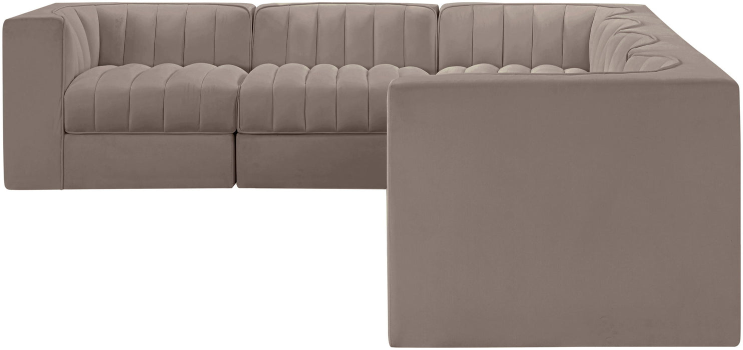 Rummi - Velvet Performance Fabric Upholstered 6 Piece Modular Sectional (With 3 Corner Chairs) - Stylish Home Furniture