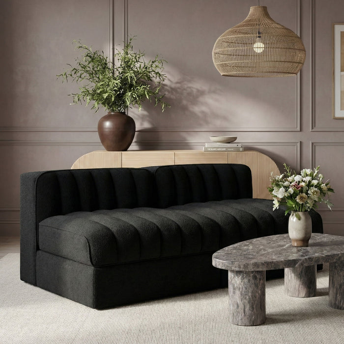 Rummi - Velvet Performance Fabric Upholstered 2 Piece Modular Armless Loveseat - Stylish Home Furniture