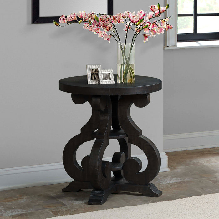 Stone - End Table With PU Base - Dark Walnut - Stylish Home Furniture