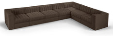 Rummi - Velvet Performance Fabric Upholstered 7 Piece Modular Sectional (With 3 Corner Chairs) - Stylish Home Furniture