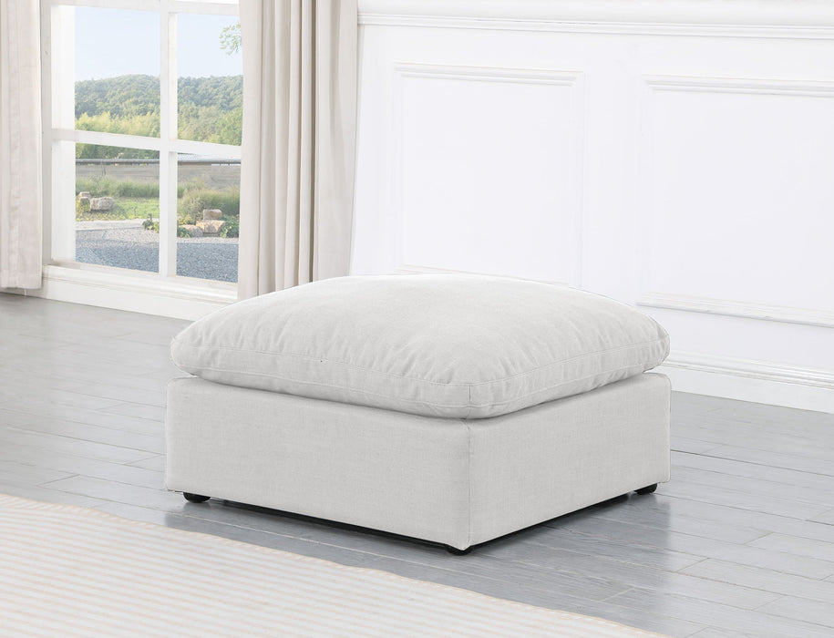 Indulge - Linen Ottoman - White