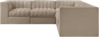 Rummi - Symmetrical Velvet Performance Fabric Upholstered 5 Piece Modular Sectional - Stylish Home Furniture