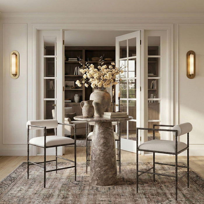 Axis - Linen Textured Cream Fabric Upholstered Counter Stool (Set of 2) - Stylish Home Furniture