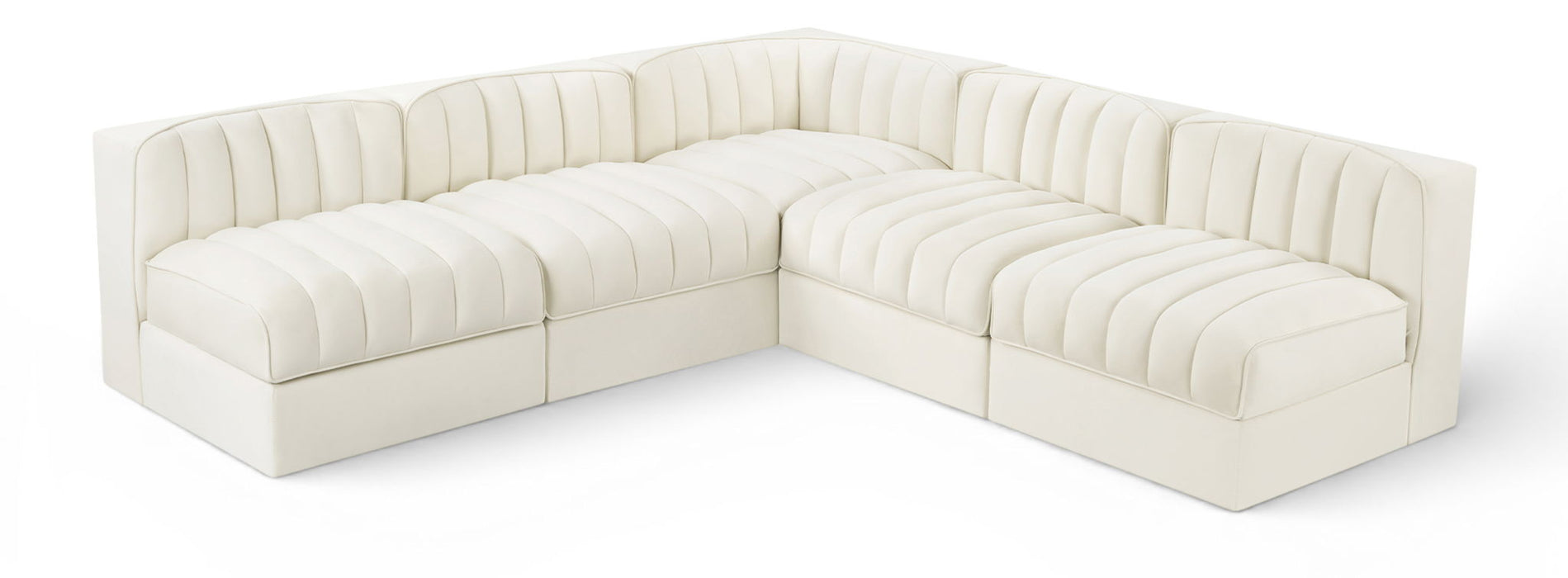Rummi - Armless Velvet Performance Fabric Upholstered 5 Piece Modular Sectional - Stylish Home Furniture