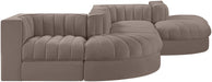 Rummi - Rounded Velvet Performance Fabric Upholstered 6 Piece Modular Sectional - Stylish Home Furniture