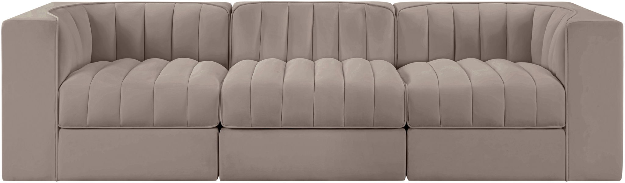 Rummi - Velvet Performance Fabric Upholstered 3 Piece Modular Sofa - Stylish Home Furniture