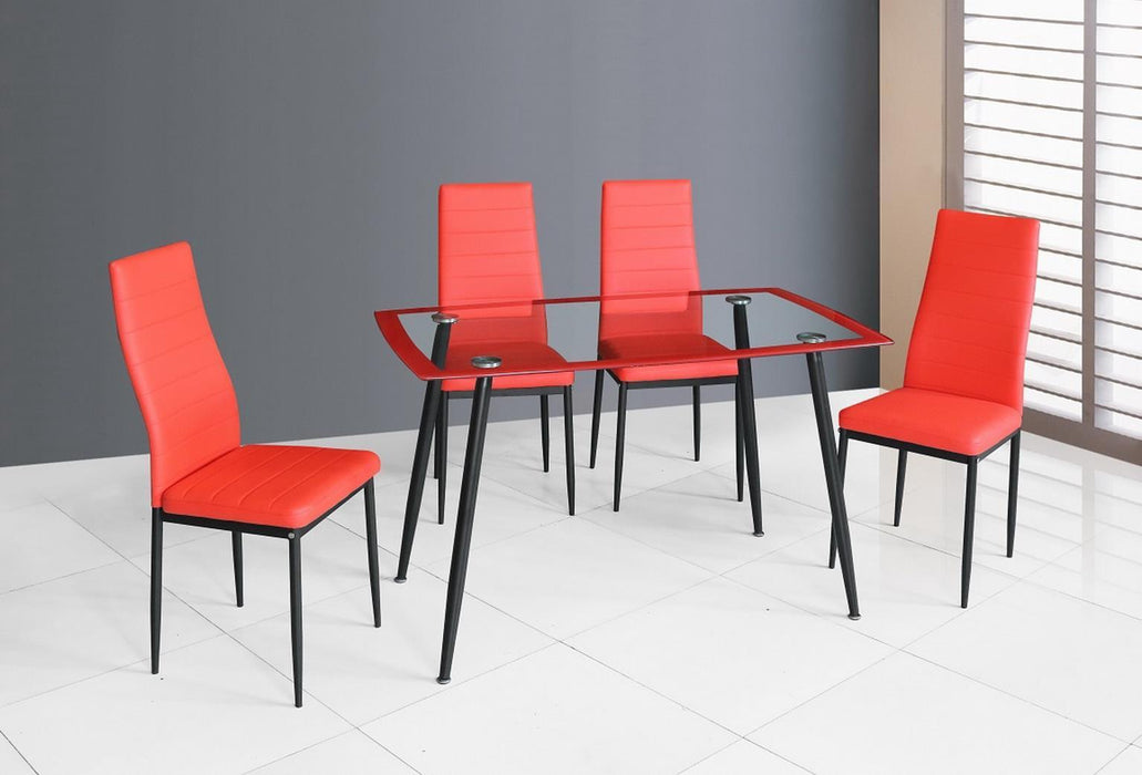 D341 - 5 Piece Dining Room Set (Dining Table & 4 Chairs) - Red