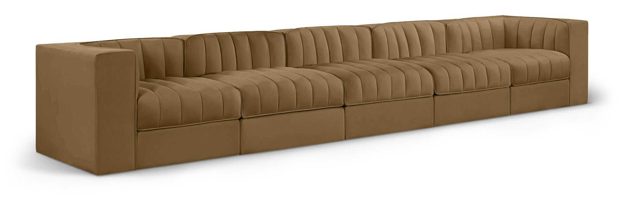 Rummi - Velvet Performance Fabric Upholstered 5 Piece Modular Sofa - Stylish Home Furniture