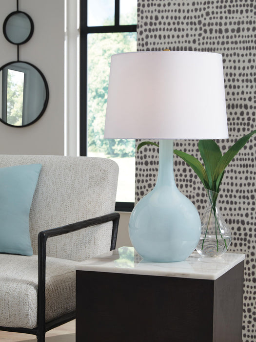 Rylanton - Glass Table Lamp - Aqua - Stylish Home Furniture
