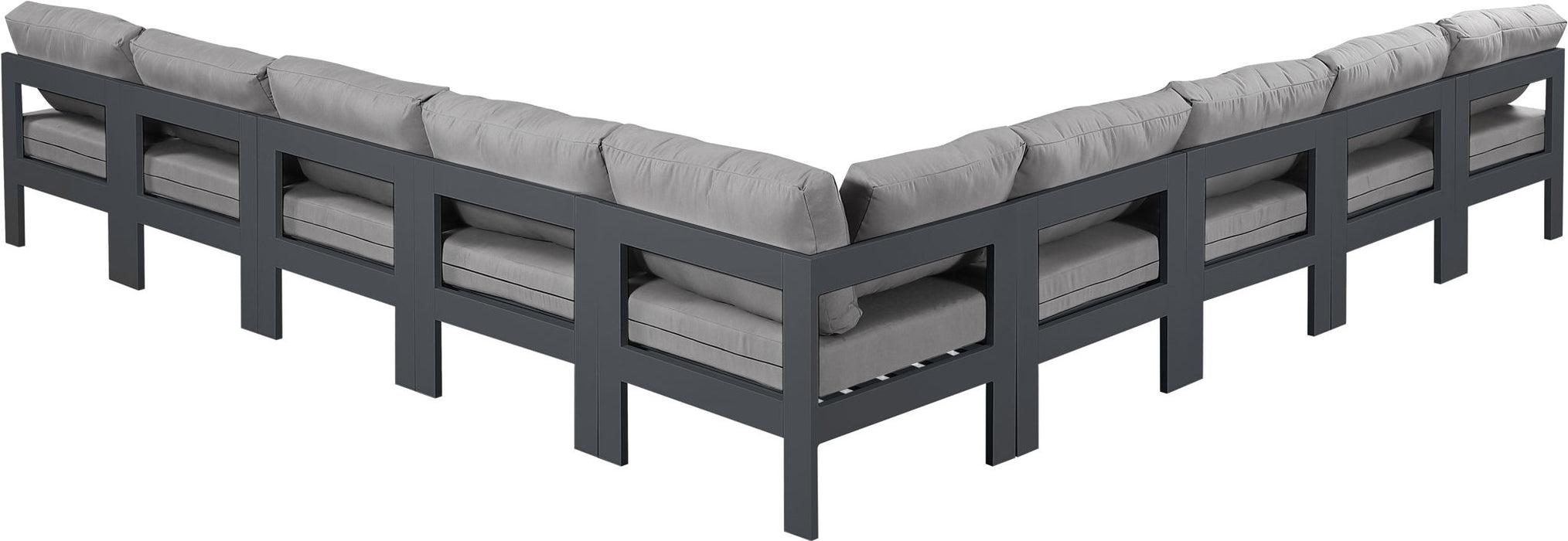 Nizuc - Outdoor Patio 9 Piece Modular Sectional With Gray Frame