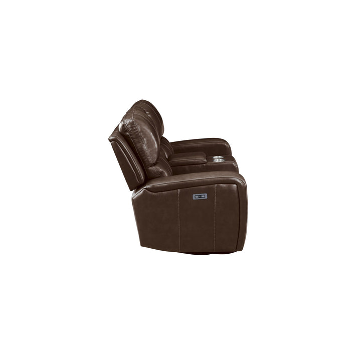 Linton - Leather Console Loveseat With Power Footrest