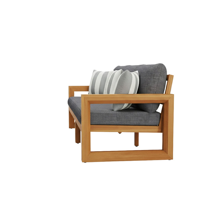 Bristol - Bay Wood Outdoor Sofa With Cushions - Natural / Brown / Gray - Stylish Home Furniture