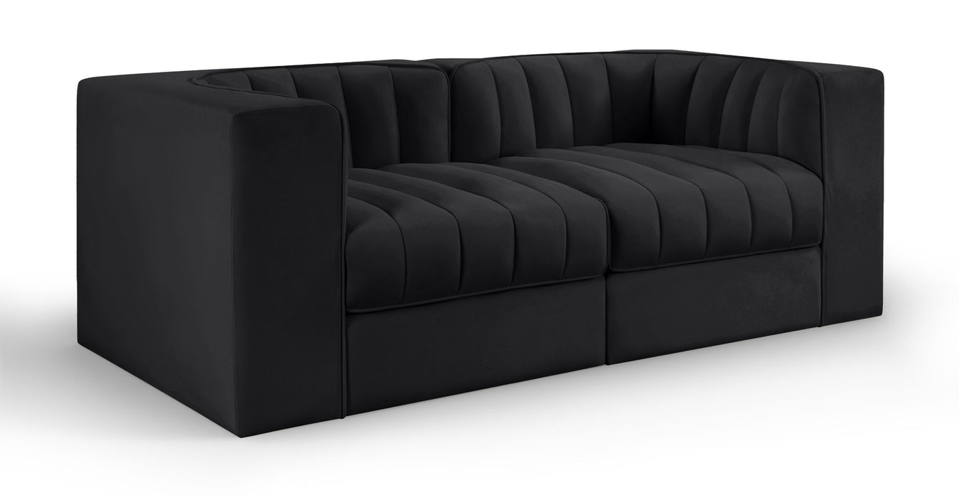 Rummi - Velvet Performance Fabric Upholstered 2 Piece Modular Loveseat - Stylish Home Furniture