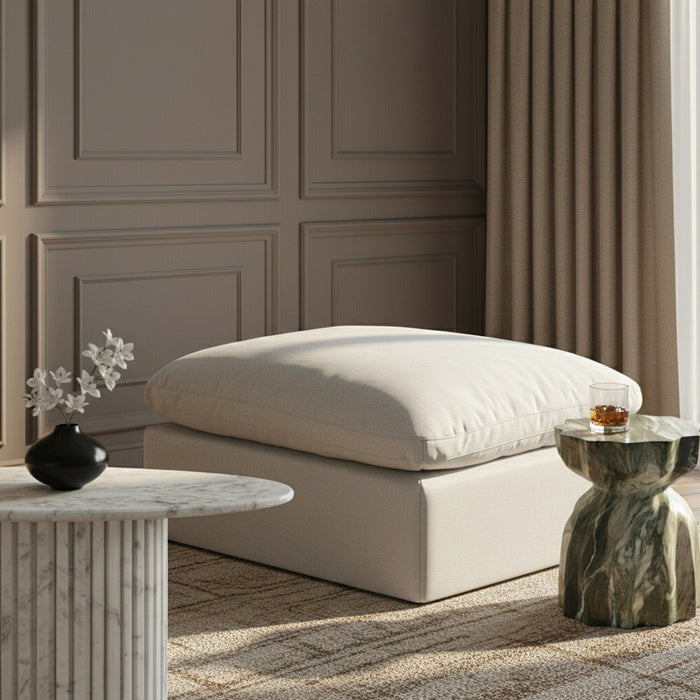 Indulge - Linen Ottoman - White - Stylish Home Furniture