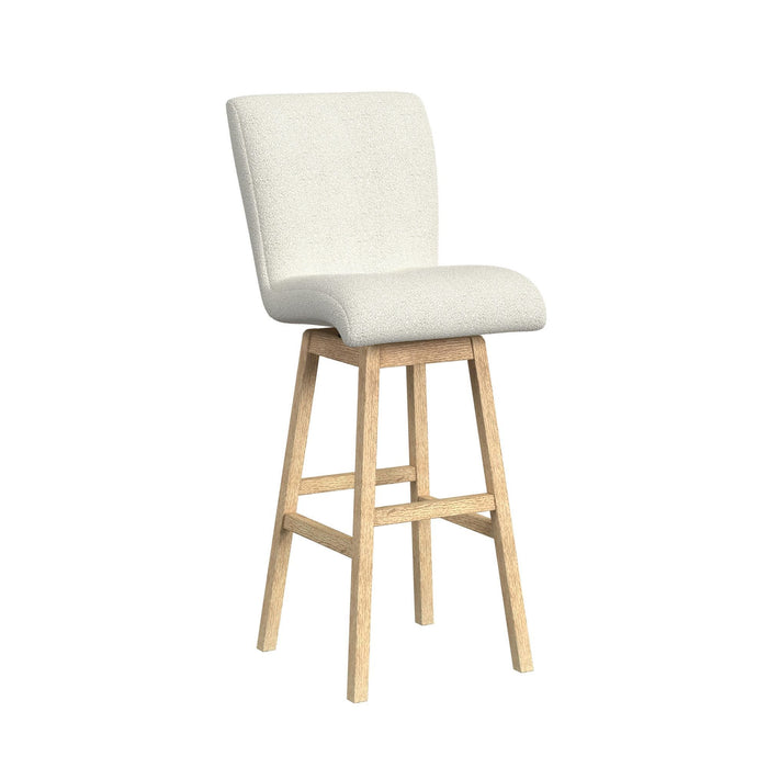 Cambrie - Upholstered Swivel Bar Stool With Boucle (Set of 2) - Beige / Natural - Stylish Home Furniture