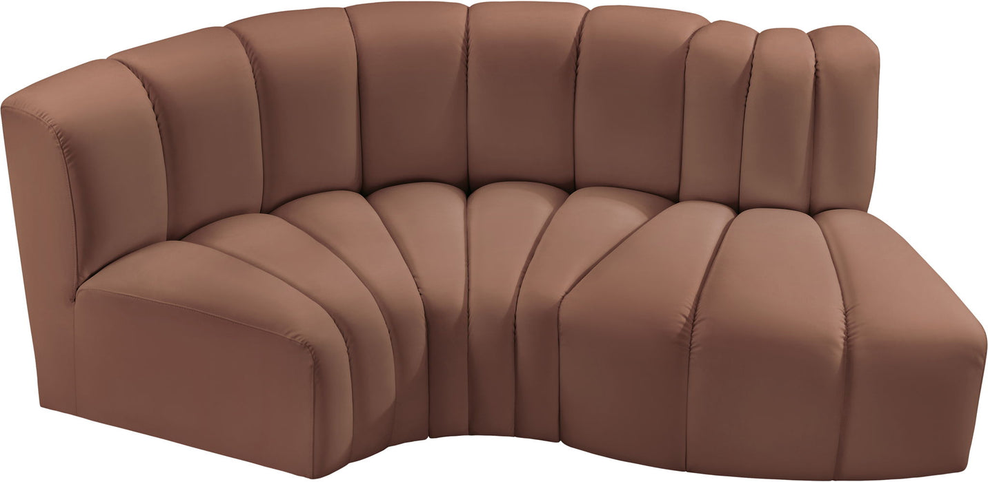 Arc - Faux Leather 3 Piece Modular L-Shaped Sofa