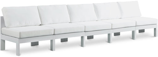 Nizuc - Outdoor Patio 5 Seat Modular Armless Sofa With White Frame