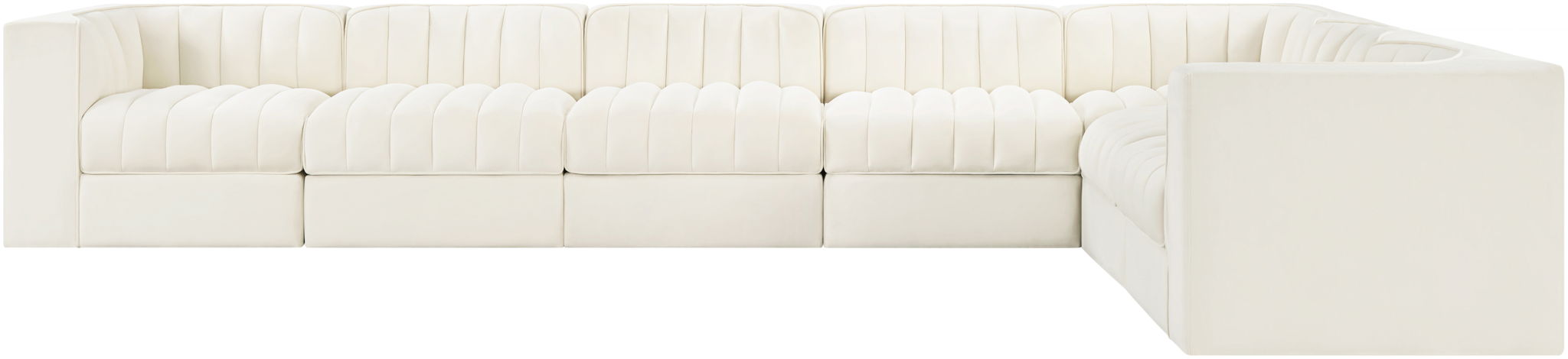 Rummi - Velvet Performance Fabric Upholstered 7 Piece Modular Sectional (With 3 Corner Chairs) - Stylish Home Furniture
