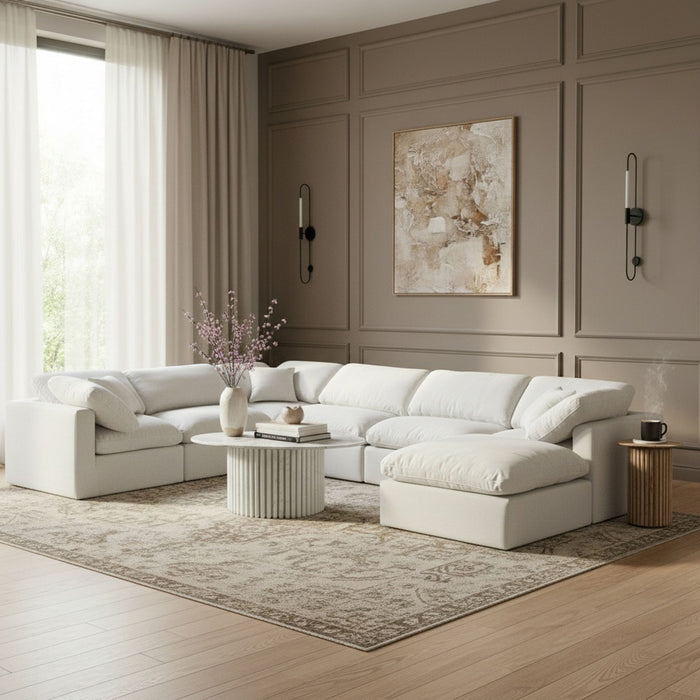 Indulge - Linen 7 Piece Modular Sectional - White - Stylish Home Furniture
