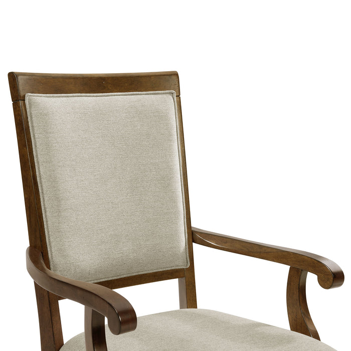 Phillipe - Dining Arm Chair With Fabric (Set of 2) - Cherry And Gray - Stylish Home Furniture